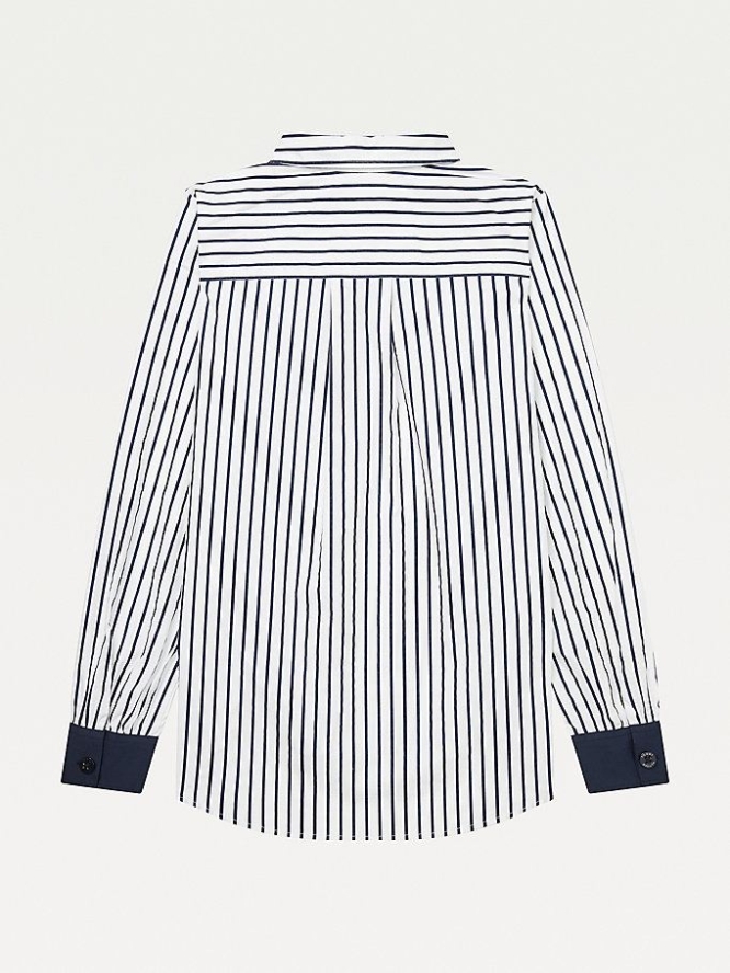 Tommy Hilfiger Adaptive Stripe Popover Hemd Damen Navy Mehrfarbig | AT685YLWQ