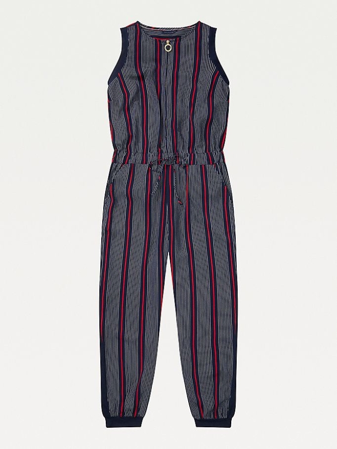 Tommy Hilfiger Adaptive Stripe Print Overall Damen Navy | AT561NVMT