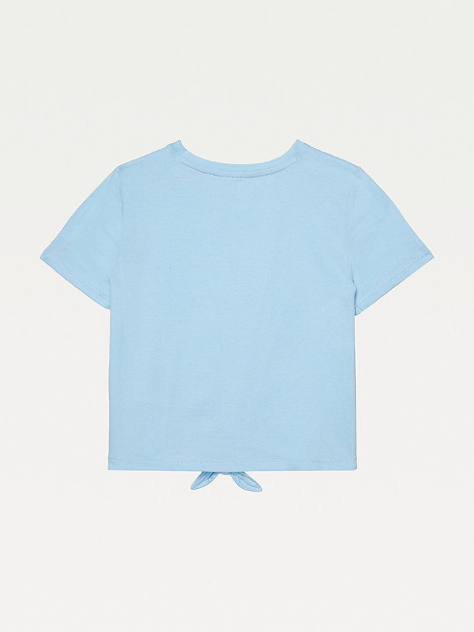 Tommy Hilfiger Adaptive Tie-Front T-shirts Kinder Blau | AT968KPQJ