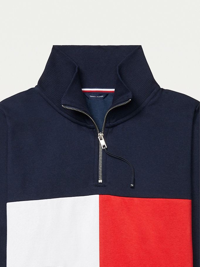 Tommy Hilfiger Adaptive Zipped Neck Flag Sweatshirts Damen Navy Mehrfarbig | AT160DIVH