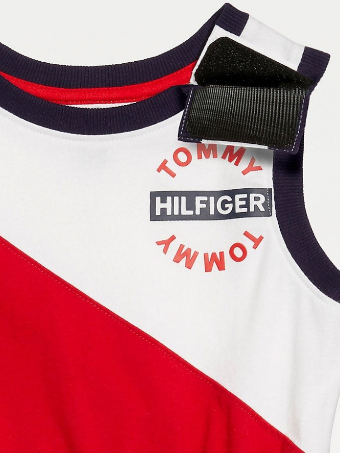 Tommy Hilfiger Adaptive Ärmellose Stripe Kleider Kinder Weiß | AT490STKH