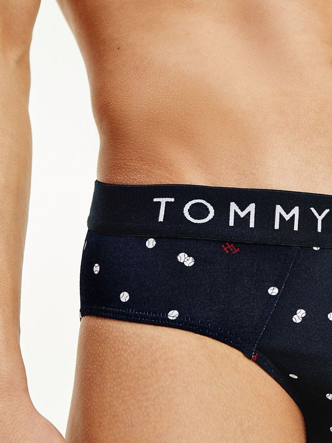 Tommy Hilfiger All-Over Print Baumwoll Briefs Unterwäsche Herren Blau | AT895WQZI