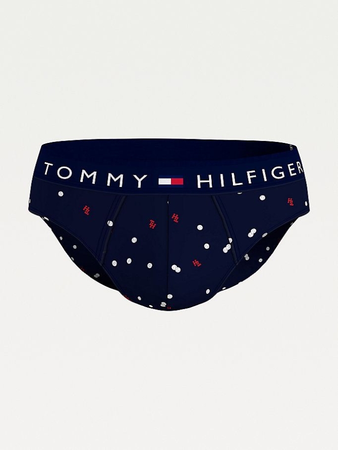 Tommy Hilfiger All-Over Print Baumwoll Briefs Unterwäsche Herren Blau | AT895WQZI