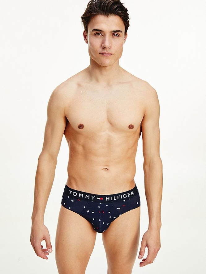 Tommy Hilfiger All-Over Print Baumwoll Briefs Unterwäsche Herren Blau | AT895WQZI