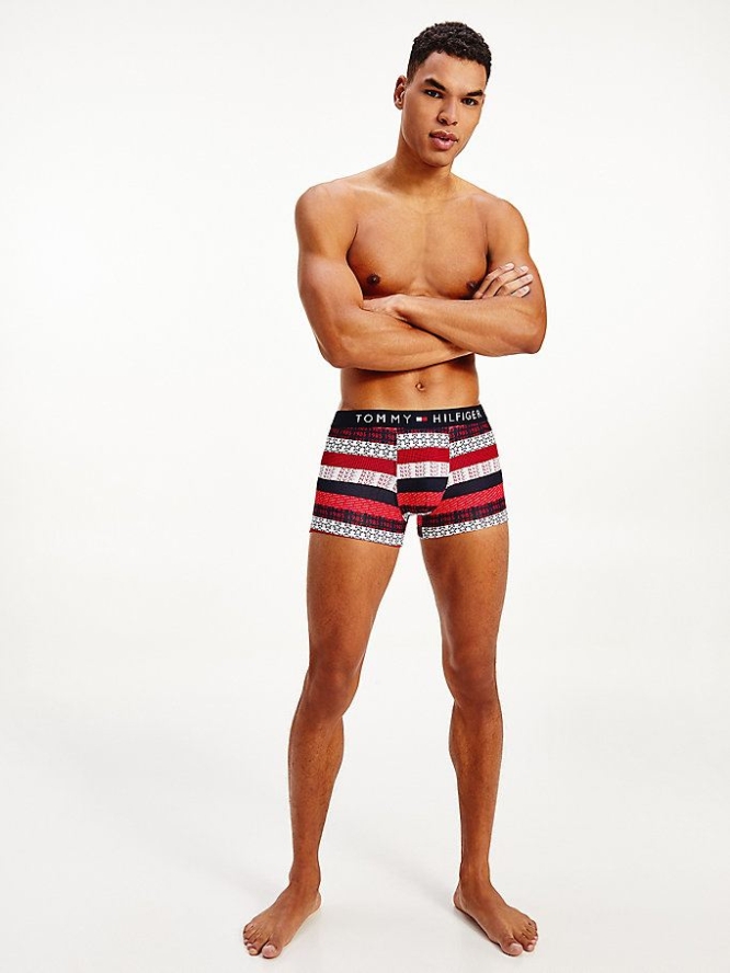 Tommy Hilfiger All-Over Print Baumwoll Trunks Unterwäsche Herren Stripes | AT196KWQL