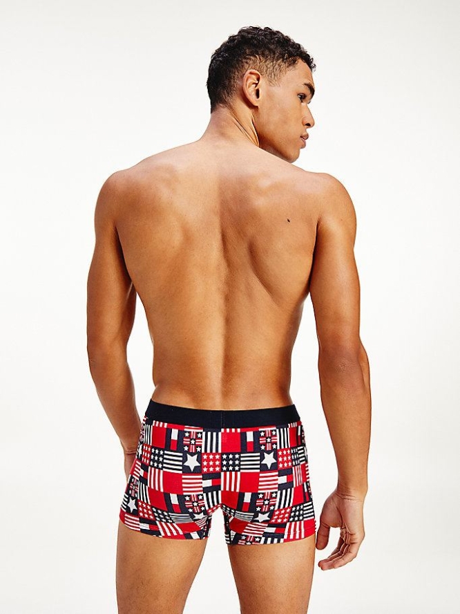 Tommy Hilfiger All-Over Print Baumwoll Trunks Unterwäsche Herren Rot | AT519PQXI