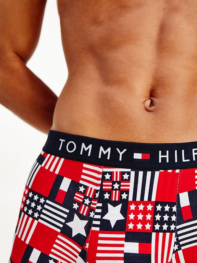 Tommy Hilfiger All-Over Print Baumwoll Trunks Unterwäsche Herren Rot | AT519PQXI