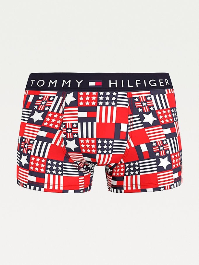 Tommy Hilfiger All-Over Print Baumwoll Trunks Unterwäsche Herren Rot | AT519PQXI