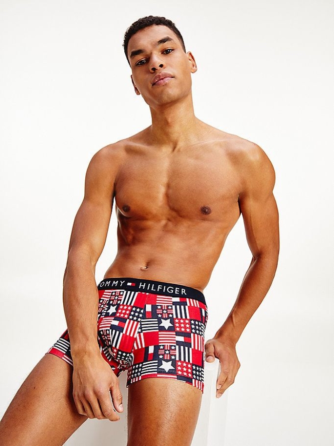 Tommy Hilfiger All-Over Print Baumwoll Trunks Unterwäsche Herren Rot | AT519PQXI