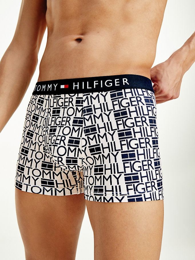 Tommy Hilfiger All-Over Print Baumwoll Trunks Unterwäsche Herren Weiß | AT546KOLC