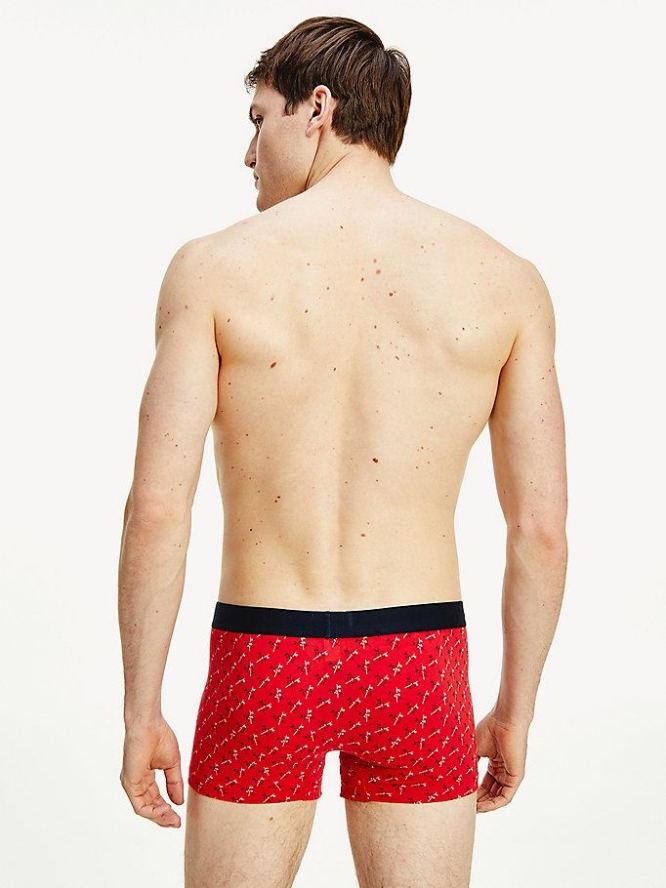 Tommy Hilfiger All-Over Print Baumwoll Trunks Unterwäsche Herren Rot | AT629CQNK