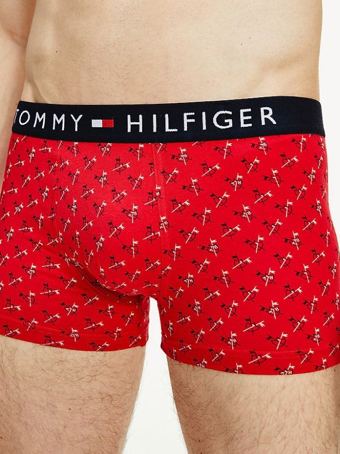 Tommy Hilfiger All-Over Print Baumwoll Trunks Unterwäsche Herren Rot | AT629CQNK