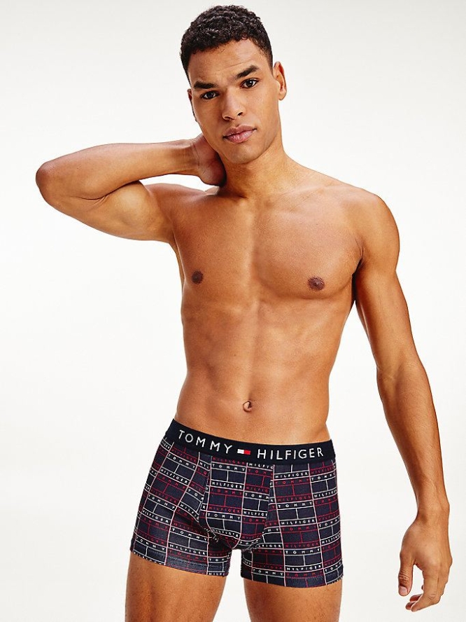 Tommy Hilfiger All-Over Print Baumwoll Trunks Unterwäsche Herren Rot | AT714KLUB