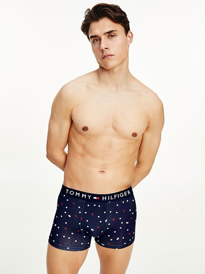 Tommy Hilfiger All-Over Print Baumwoll Trunks Unterwäsche Herren Blau | AT827FGZE