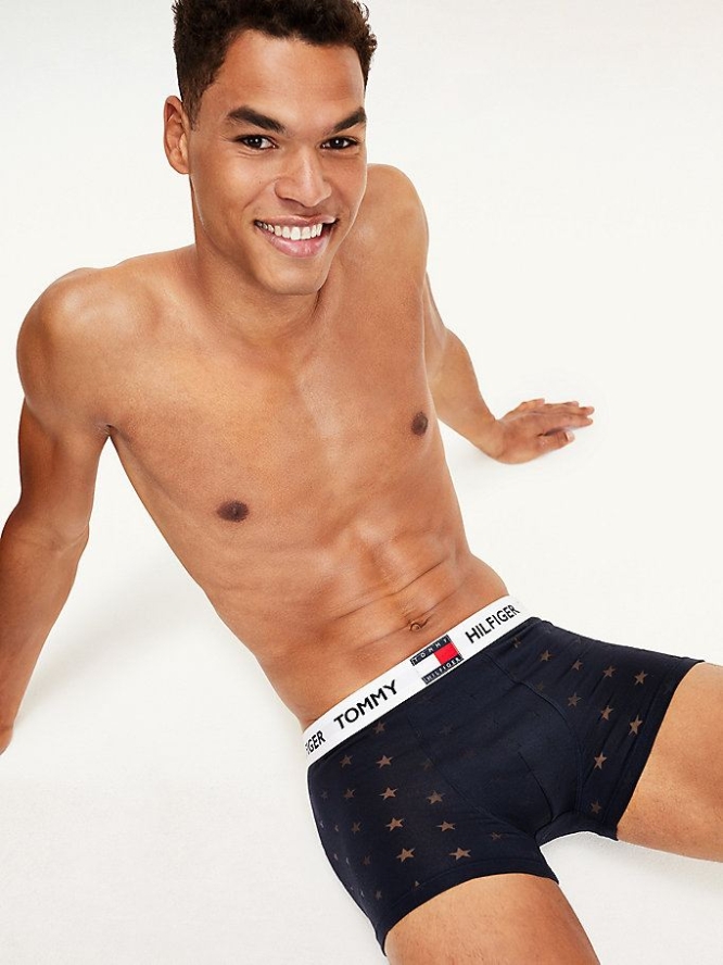 Tommy Hilfiger All-Over Star Print Logo Trunks Unterwäsche Herren Blau | AT753ZWPQ