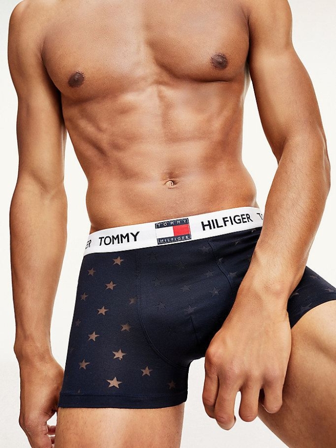 Tommy Hilfiger All-Over Star Print Logo Trunks Unterwäsche Herren Blau | AT753ZWPQ