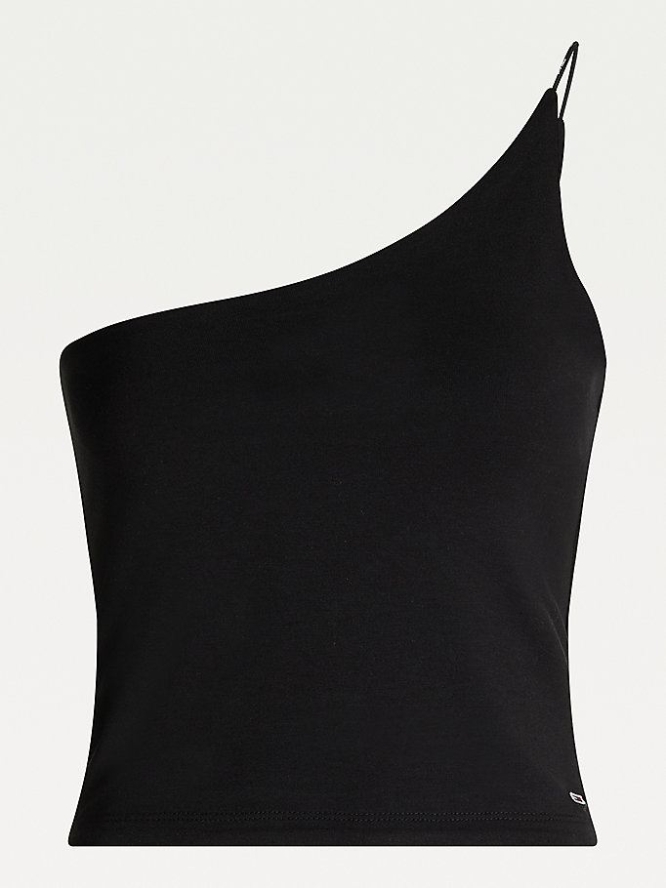 Tommy Hilfiger Asymmetric Spaghetti Riemen One Shoulder Cami T-shirts Damen Schwarz | AT497EWZP