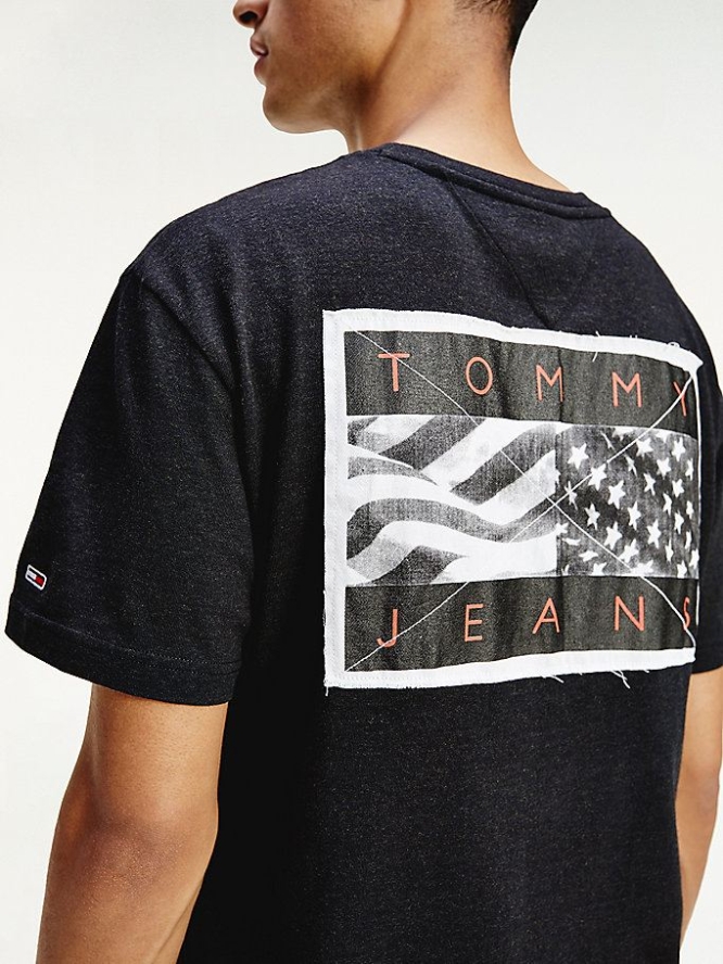 Tommy Hilfiger Back Flag Logo T-shirts Herren Schwarz | AT503GHKA