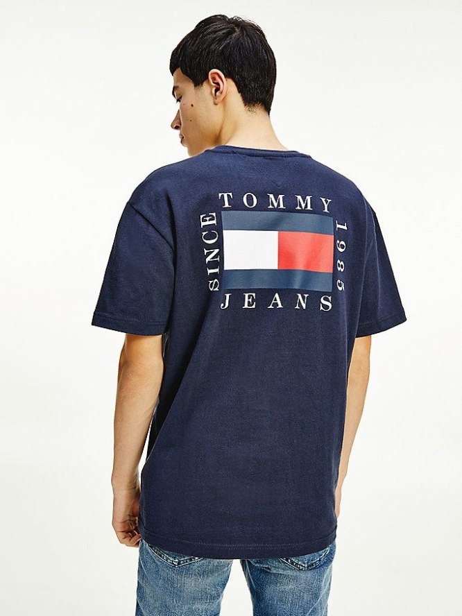 Tommy Hilfiger Back Graphic Organic Baumwoll T-shirts Herren Hellnavy | AT324RHEP