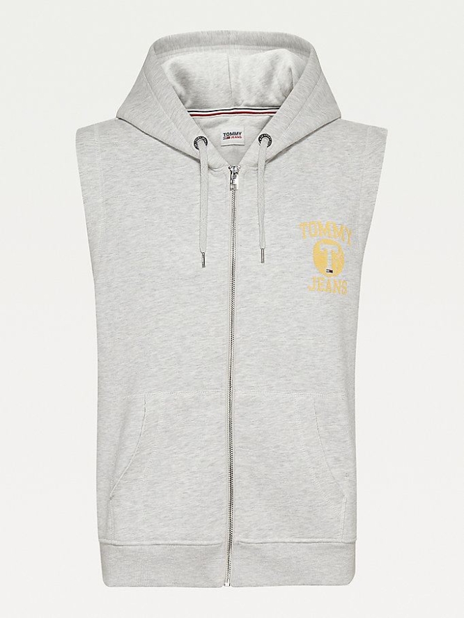 Tommy Hilfiger Back Logo Ärmellose Zip-Thru Hoodie Damen Silber Grau | AT435YEKD