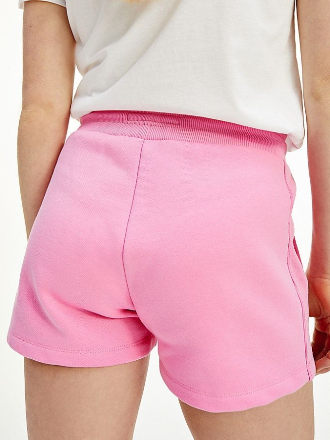 Tommy Hilfiger Badge Organic Baumwoll Fleece Kurze Hose Damen Rosa | AT386JAST