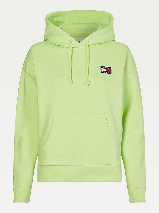 Tommy Hilfiger Badge Organic Baumwoll Hoodie Damen Hellgrün | AT965ISRA