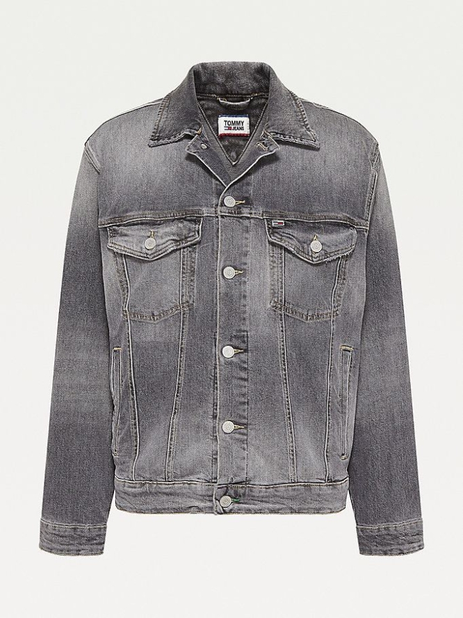 Tommy Hilfiger Badge Oversized Denim Trucker Jacke Damen Grau | AT372ZBOC