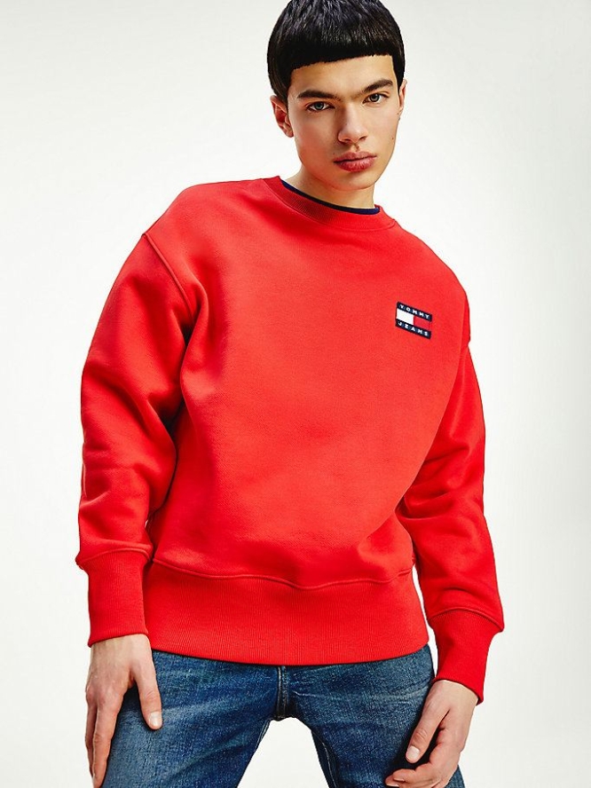 Tommy Hilfiger Badge Relaxed Fit Sweatshirts Herren Tiefesrot | AT281XANO