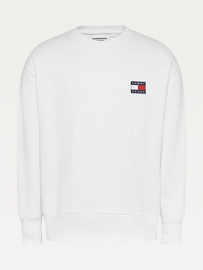 Tommy Hilfiger Badge Relaxed Fit Sweatshirts Herren Weiß | AT791JBDZ