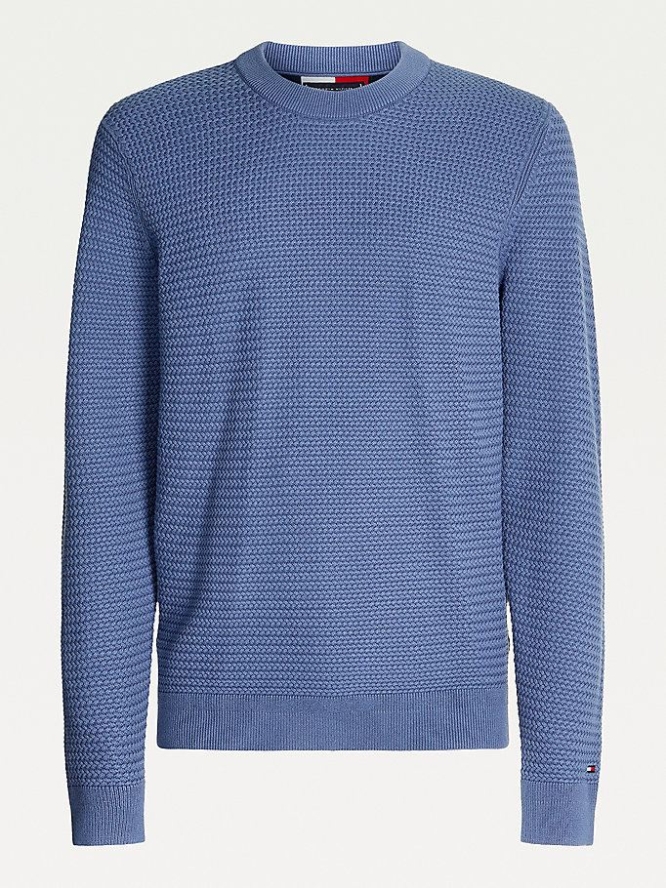 Tommy Hilfiger Basket Knit Organic Baumwoll Jumper Pullover Herren Indigo | AT958JOFT