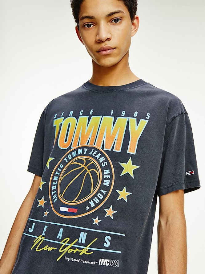 Tommy Hilfiger Basketball Graphic Organic Baumwoll T-shirts Herren Schwarz | AT536BXOV