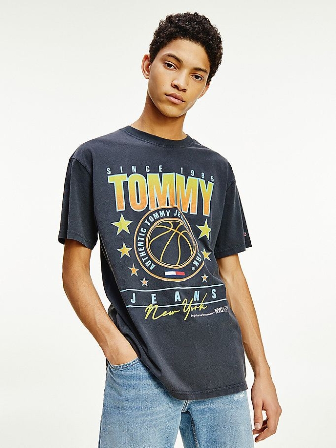 Tommy Hilfiger Basketball Graphic Organic Baumwoll T-shirts Herren Schwarz | AT536BXOV