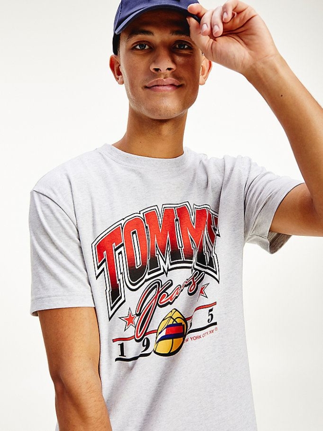 Tommy Hilfiger Basketball Graphic T-shirts Herren Silber Grau | AT145HFSG