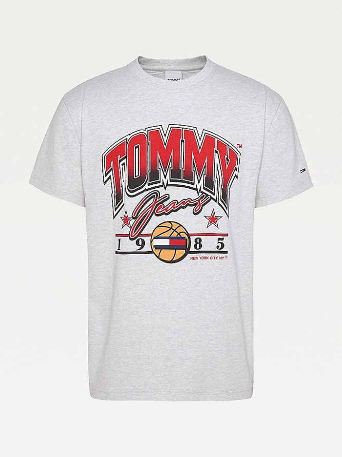 Tommy Hilfiger Basketball Graphic T-shirts Herren Silber Grau | AT145HFSG