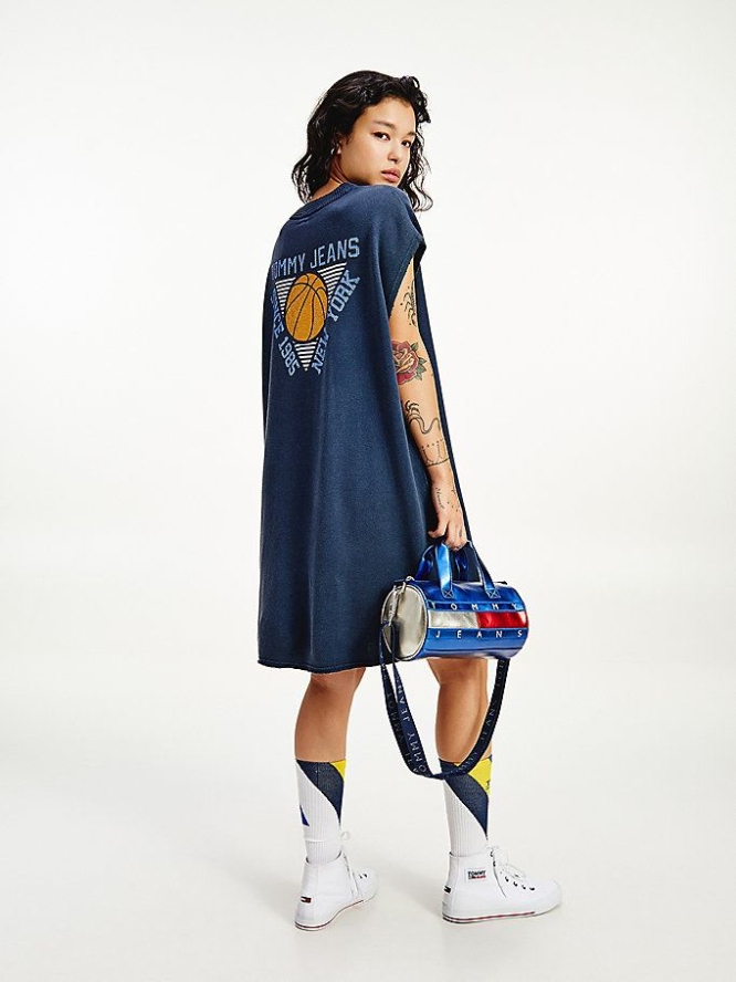 Tommy Hilfiger Basketball Logo Kleider Damen Hellnavy | AT640TUWF