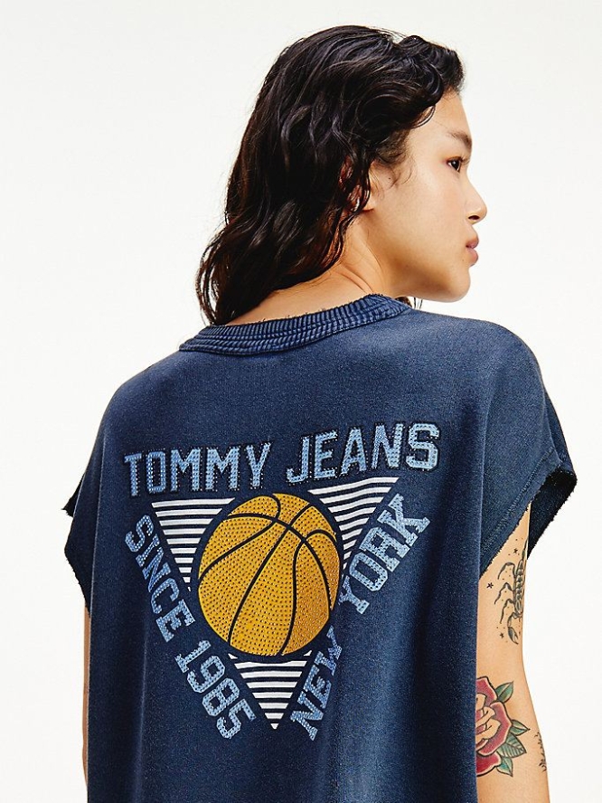 Tommy Hilfiger Basketball Logo Kleider Damen Hellnavy | AT640TUWF