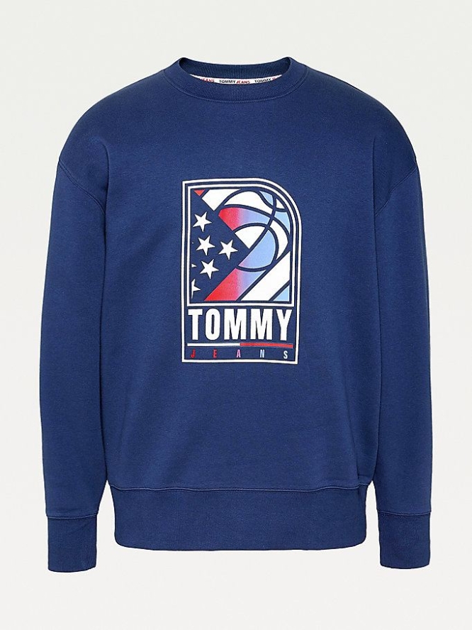 Tommy Hilfiger Basketball Logo Relaxed Sweatshirts Herren Hellnavy | AT791QAZS