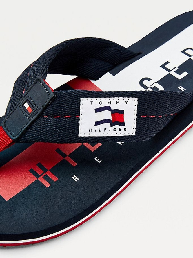 Tommy Hilfiger Baumwoll Flip Flops Herren Dunkelblau | AT289BZUE