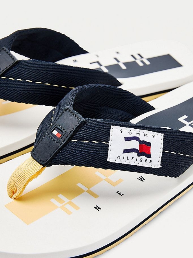 Tommy Hilfiger Baumwoll Flip Flops Herren Weiß | AT862KUNA