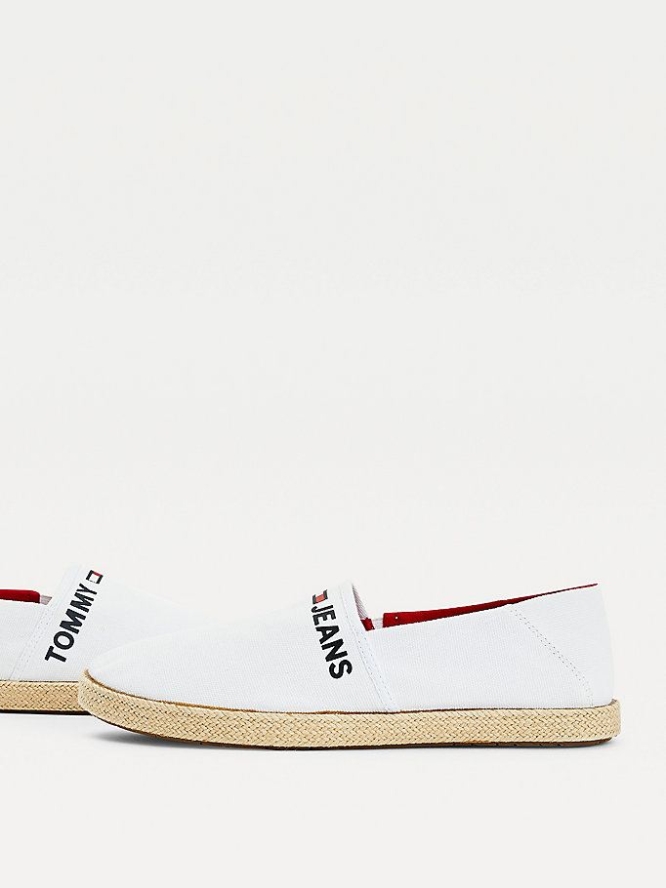 Tommy Hilfiger Baumwoll Logo Espadrilles Freizeitschuhe Herren Weiß | AT281VQBN