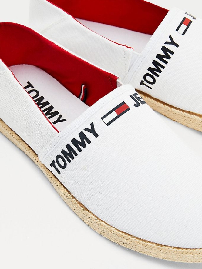 Tommy Hilfiger Baumwoll Logo Espadrilles Freizeitschuhe Herren Weiß | AT281VQBN