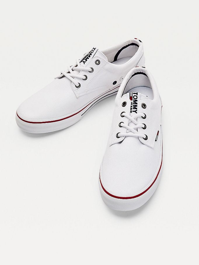 Tommy Hilfiger Baumwoll Low-Top Sneakers Herren Weiß | AT158WQBU