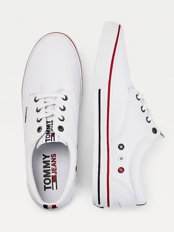 Tommy Hilfiger Baumwoll Low-Top Sneakers Herren Weiß | AT158WQBU