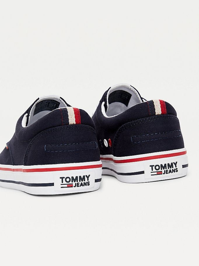 Tommy Hilfiger Baumwoll Low-Top Sneakers Herren Dunkelblau | AT358WQZT