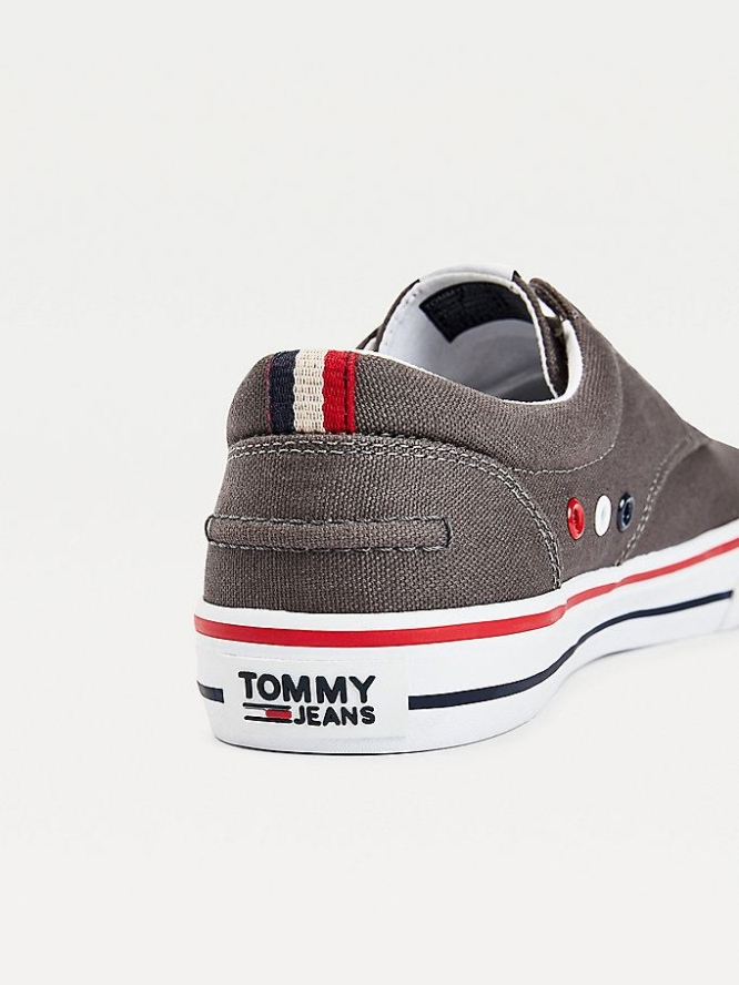 Tommy Hilfiger Baumwoll Low-Top Sneakers Herren Grau | AT973VYHW