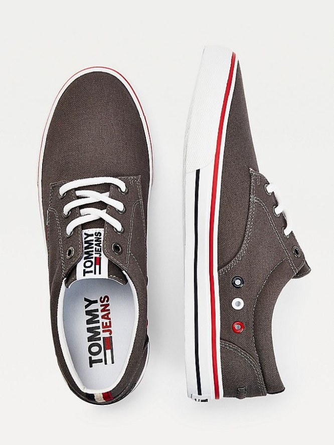 Tommy Hilfiger Baumwoll Low-Top Sneakers Herren Grau | AT973VYHW