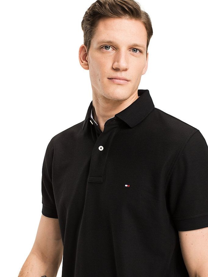 Tommy Hilfiger Baumwoll Polo Shirts Herren Schwarz | AT254HPMT