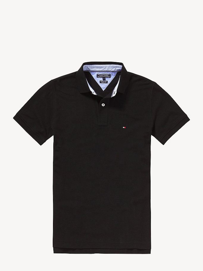 Tommy Hilfiger Baumwoll Polo Shirts Herren Schwarz | AT254HPMT