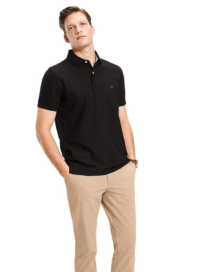 Tommy Hilfiger Baumwoll Polo Shirts Herren Schwarz | AT254HPMT