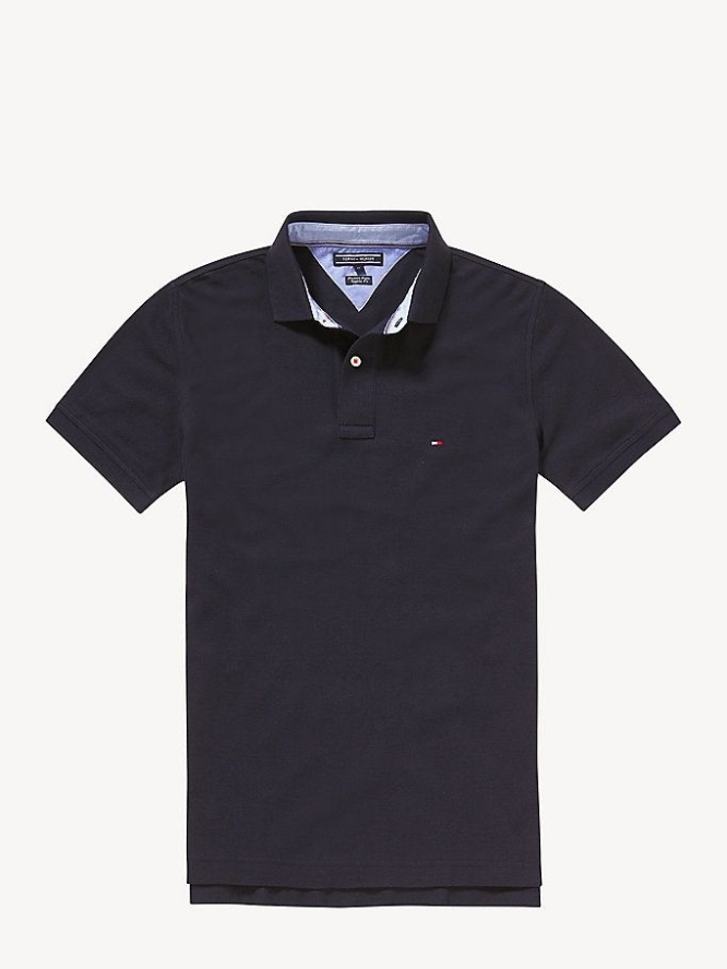 Tommy Hilfiger Baumwoll Polo Shirts Herren Dunkelblau | AT712NGYS